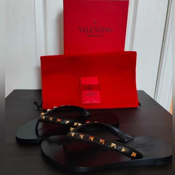 Valentino Shoes - Valentino rockstud leather flipflop